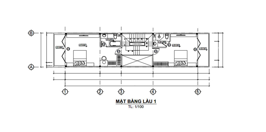 Mẫu mặt bằng nhà phố 4x17m