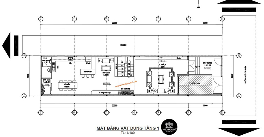 Mẫu mặt bằng nhà phố 6mx20m