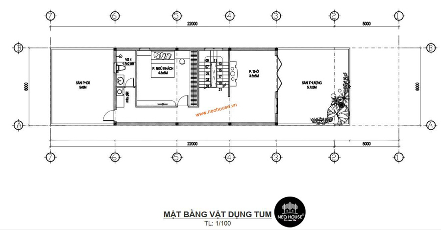 Mẫu mặt bằng nhà phố 6mx20m