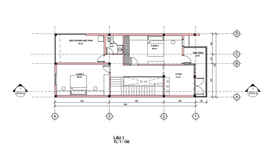Mẫu mặt bằng nhà phố 7m