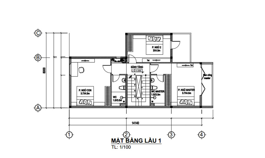 Mẫu mặt bằng nhà phố 8m