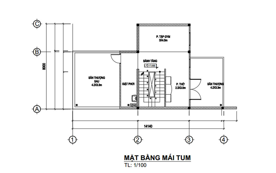 Mẫu mặt bằng nhà phố 8m