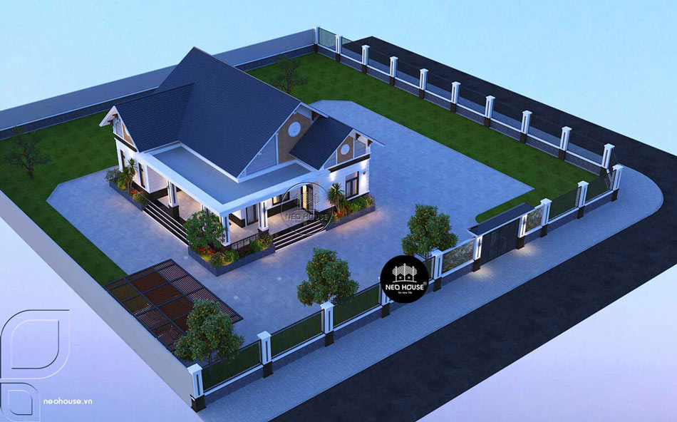 Mẫu biệt thự vườn 1 tầng 3 phòng ngủ