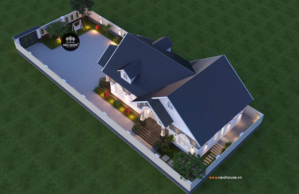 Mẫu biệt thự vườn 1 tầng 4 phòng ngủ