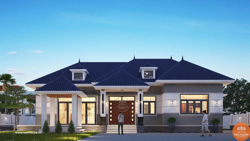 Thiết kế biệt thự vườn 1 tầng 5 phòng ngủ