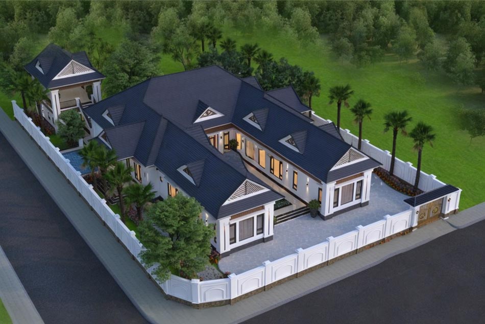 Mẫu biệt thự nhà vườn 1 tầng 6 phòng ngủ
