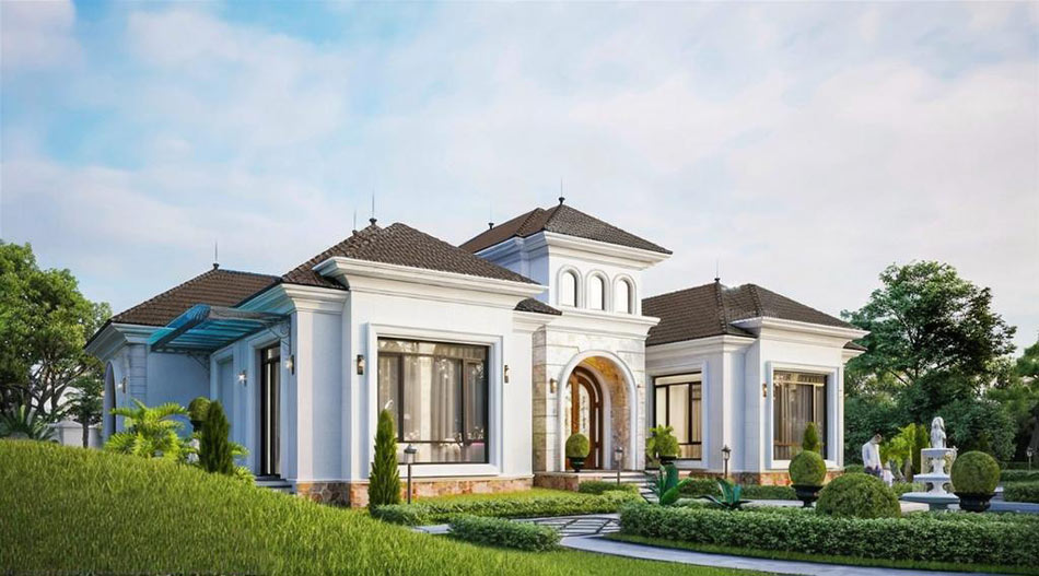 Mẫu biệt thự vườn 1 tầng Địa Trung Hải