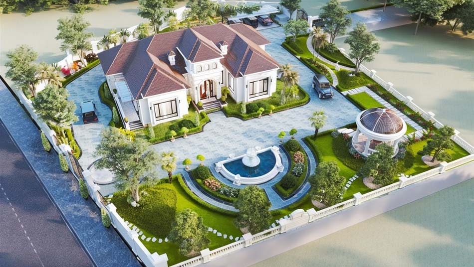 Mẫu biệt thự vườn 1 tầng Địa Trung Hải