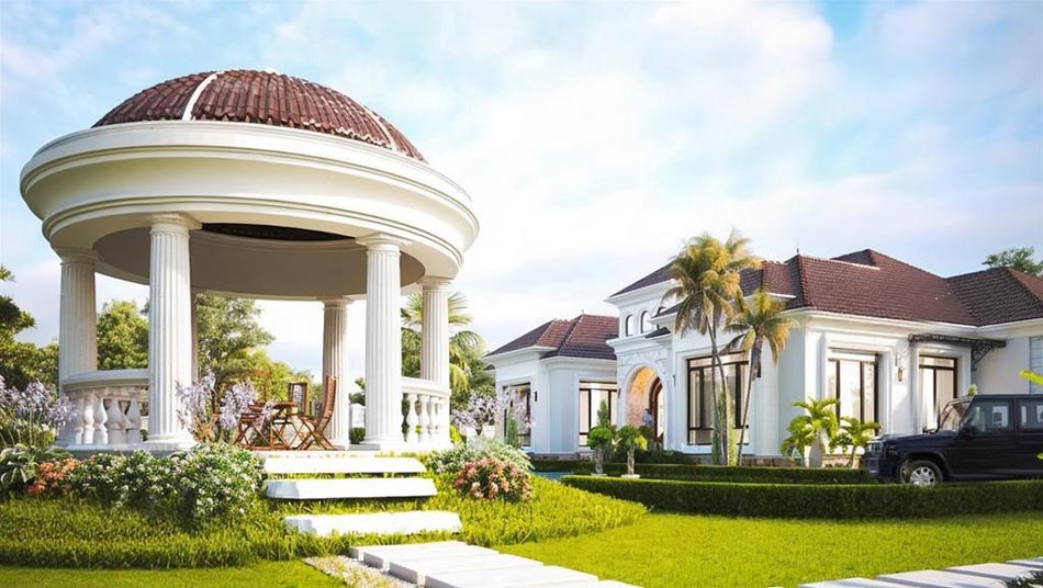 Mẫu biệt thự vườn 1 tầng Địa Trung Hải