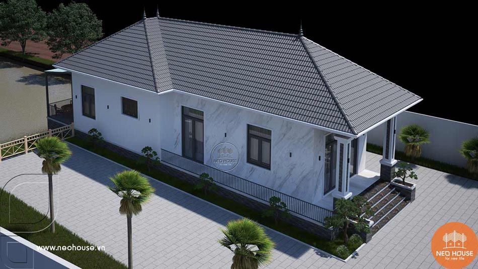 Mẫu biệt thự nhà vườn 1 tầng hiện đại