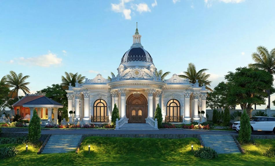 Mẫu biệt thự vườn kiểu Pháp 1 tầng