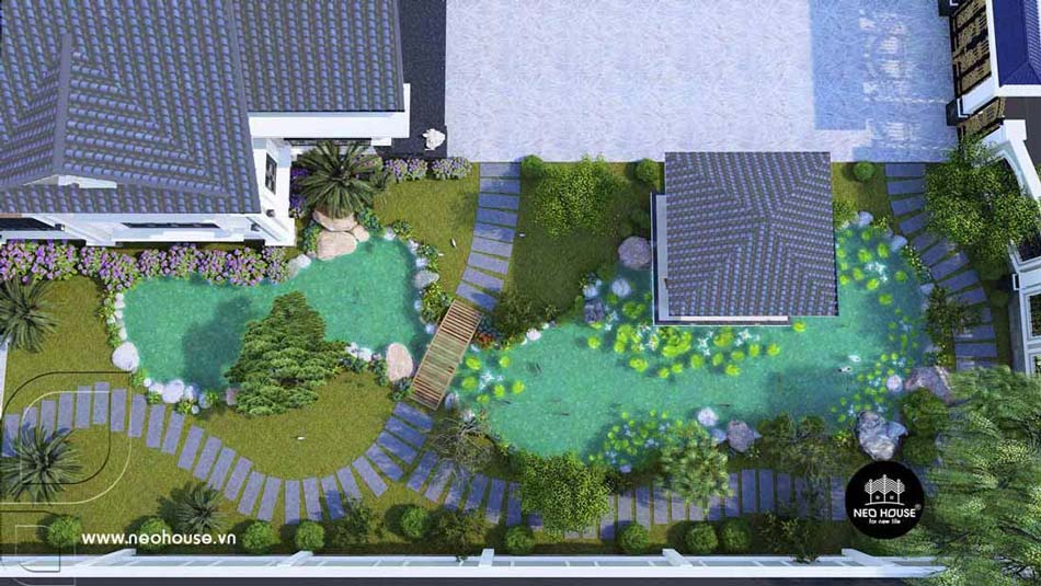 Mẫu biệt thự nhà vườn 1 tầng tân cổ điển