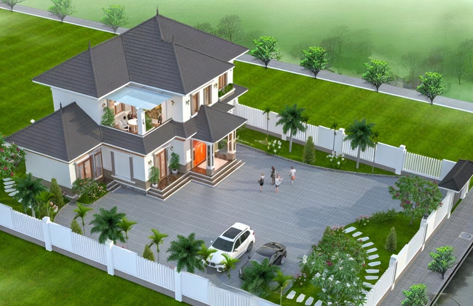 Biệt thự nhà vườn 150m2 với không gian xanh mát