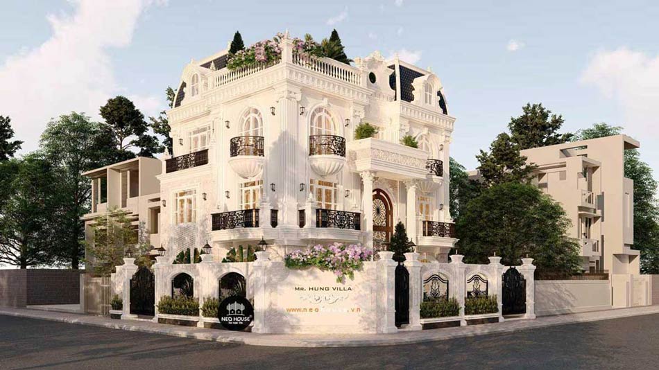 Mẫu nhà biệt thự vườn 3 tầng Tân cổ điển
