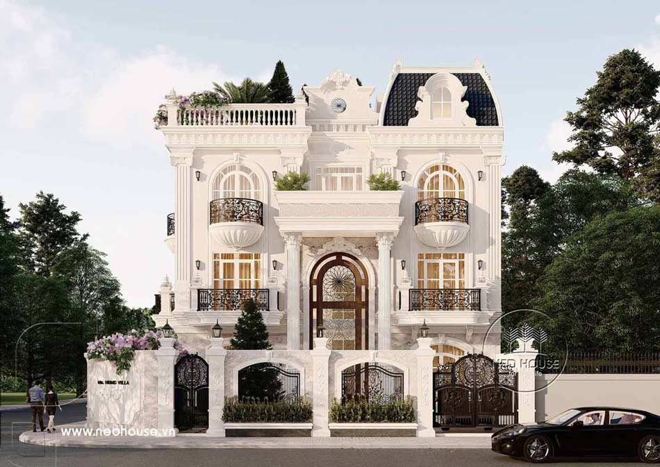 Mẫu nhà biệt thự vườn 3 tầng Tân cổ điển