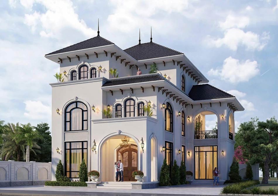 Mẫu nhà biệt thự vườn 3 tầng Địa Trung Hải