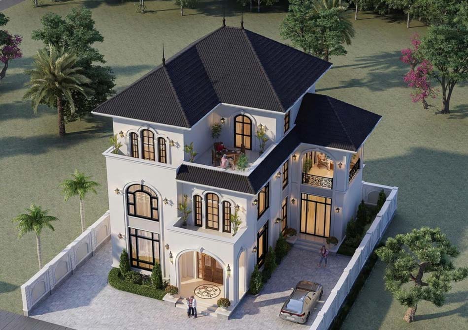Mẫu nhà biệt thự vườn 3 tầng Địa Trung Hải