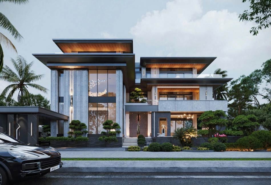 Mẫu thiết kế nhà biệt thự vườn 3 tầng hiện đại