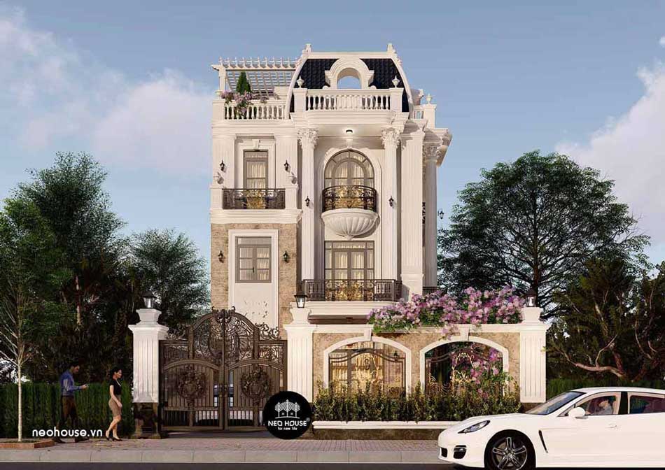 Thiết kế biệt thự nhà vườn 3 tầng kiểu Pháp