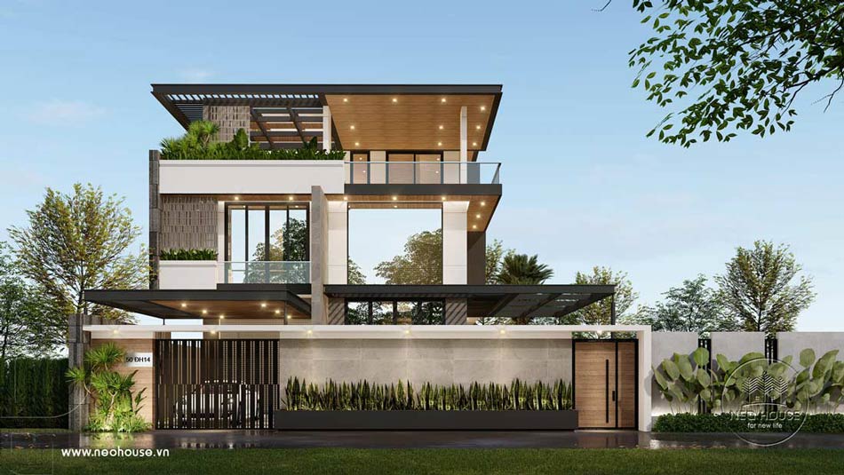 Mẫu biệt thự vườn 3 tầng mái bằng