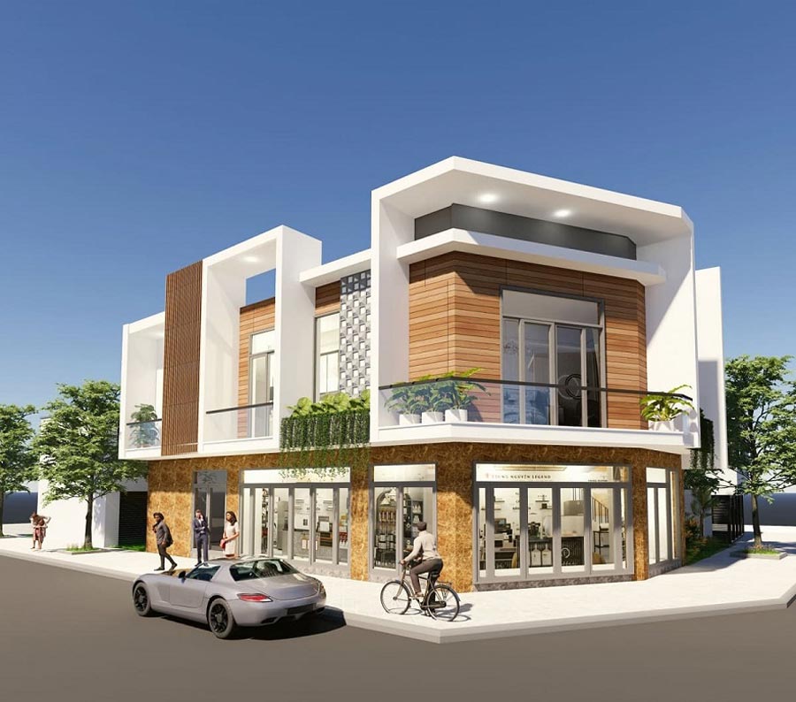 Mẫu nhà 2 tầng kết hợp kinh doanh cà phê