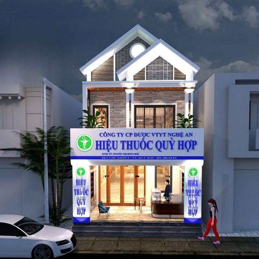 Mẫu nhà 2 tầng kết hợp kinh doanh hiệu thuốc