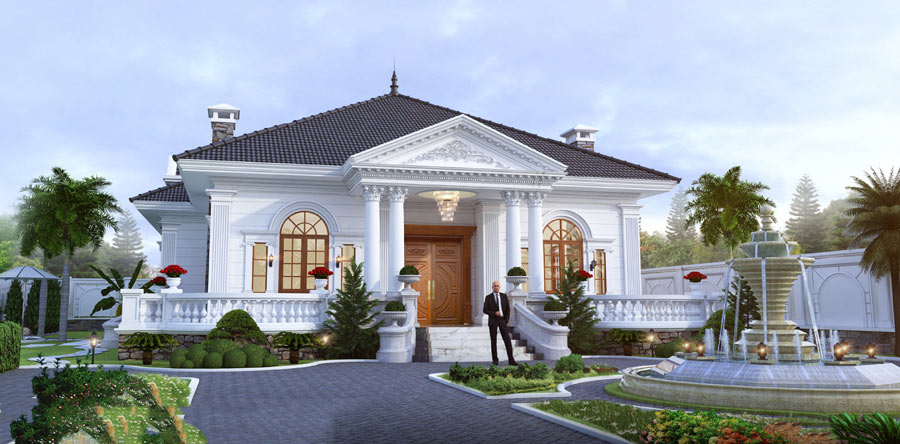 Mẫu biệt thự vườn 1 tầng 3 phòng ngủ