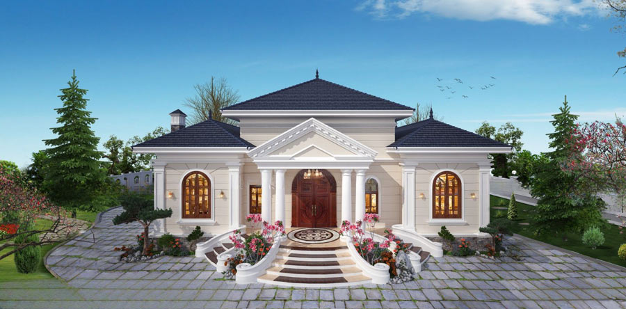 Mẫu biệt thự vườn 1 tầng 3 phòng ngủ