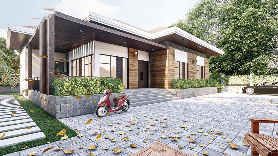 Mẫu biệt thự vườn 1 tầng 3 phòng ngủ