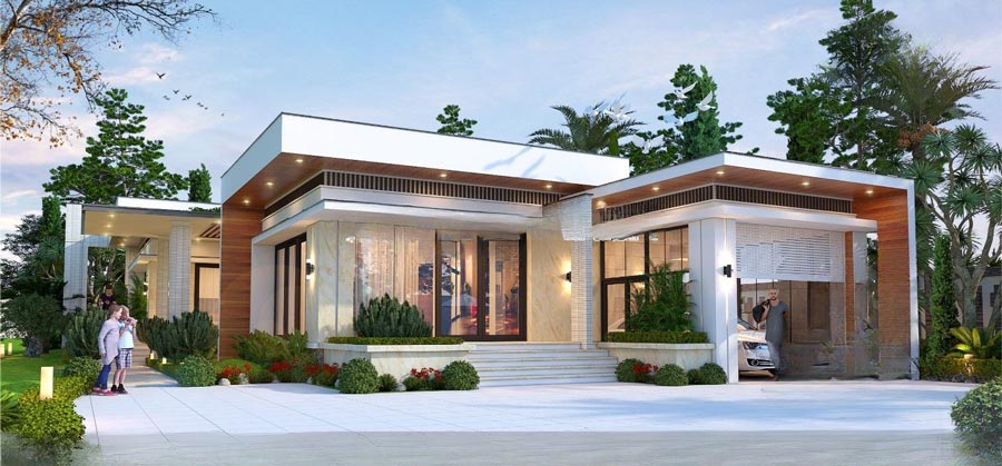 Mẫu biệt thự vườn 1 tầng mái Nhật