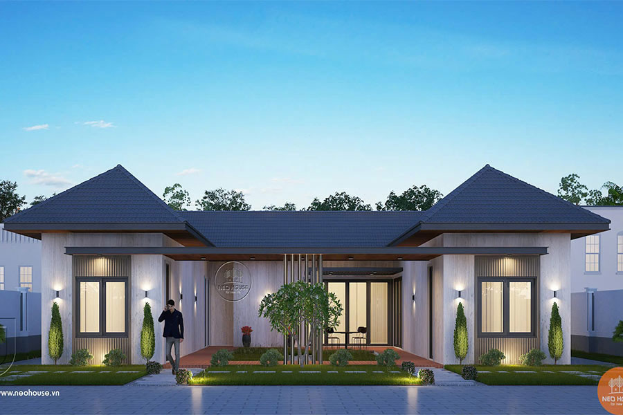 Mẫu biệt thự vườn 1 tầng mái Nhật