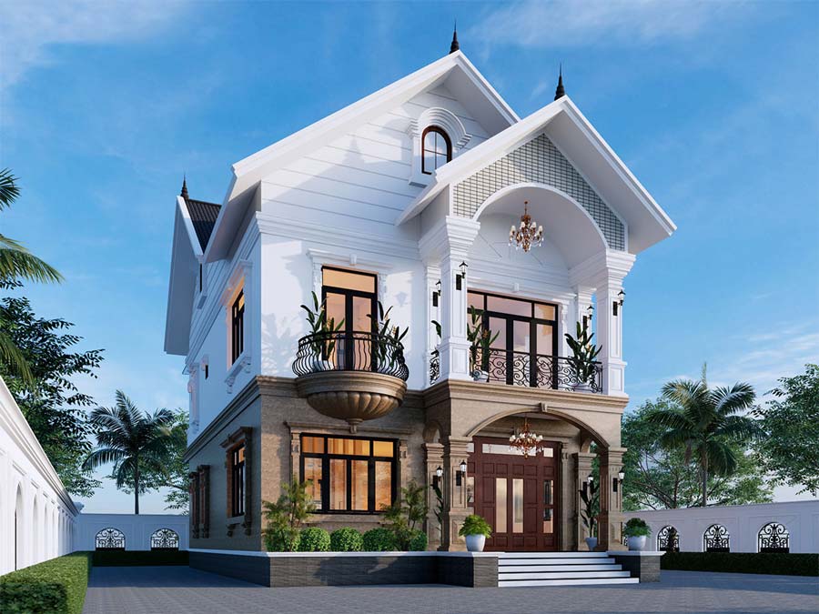 Thiết kế nhà 2 tầng 4 phòng ngủ 8x12 mái ngói 