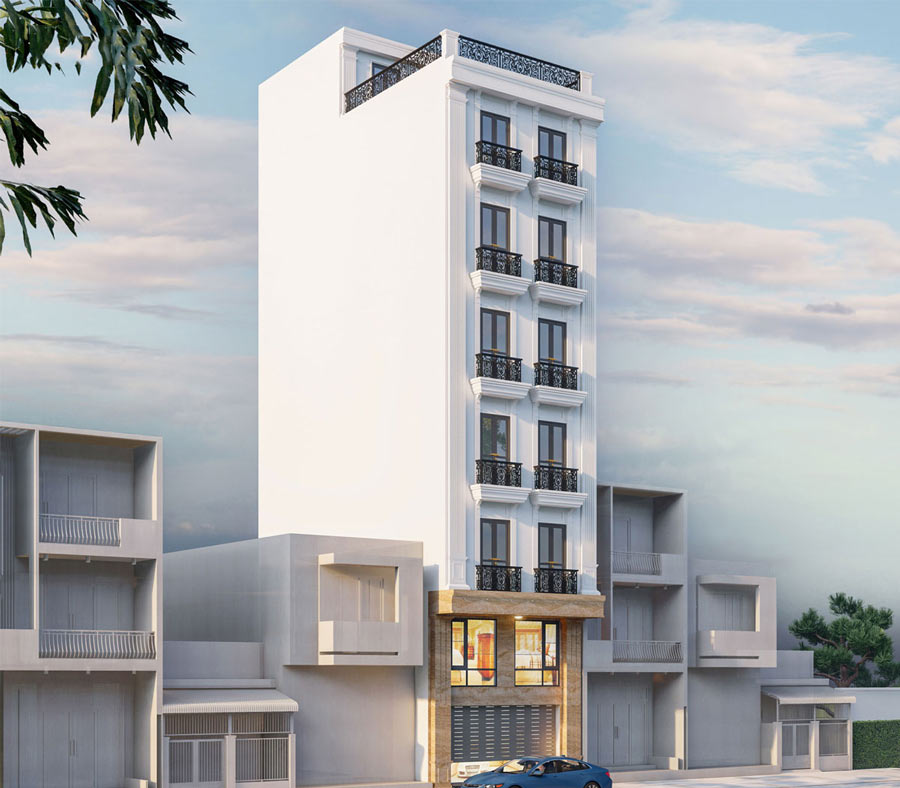 Mẫu thiết kế nhà phố 6 tầng 1 tum