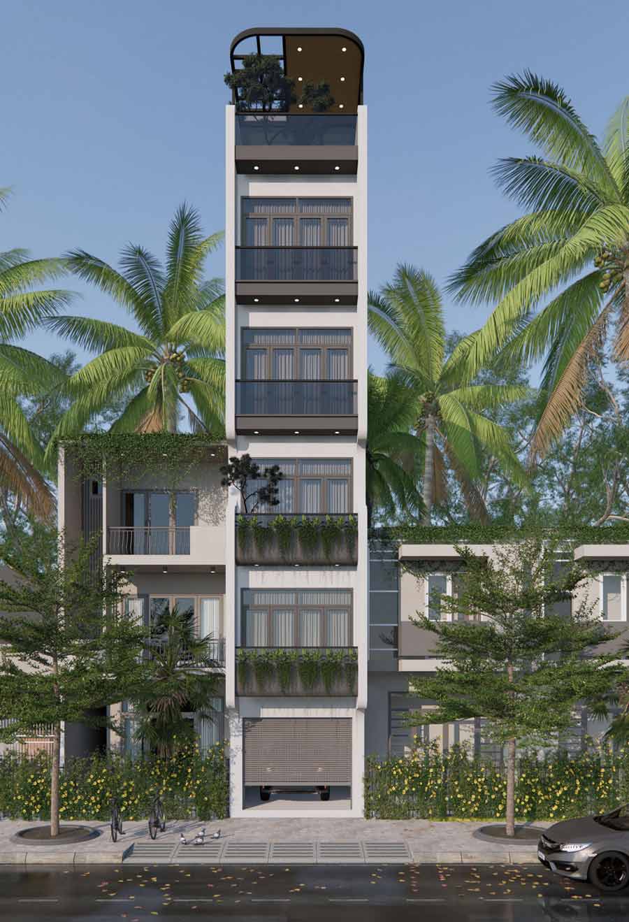 Thiết kế nhà phố 6 tầng có thang máy