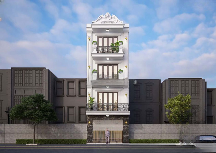 Mẫu nhà phố tân cổ điển 4 tầng