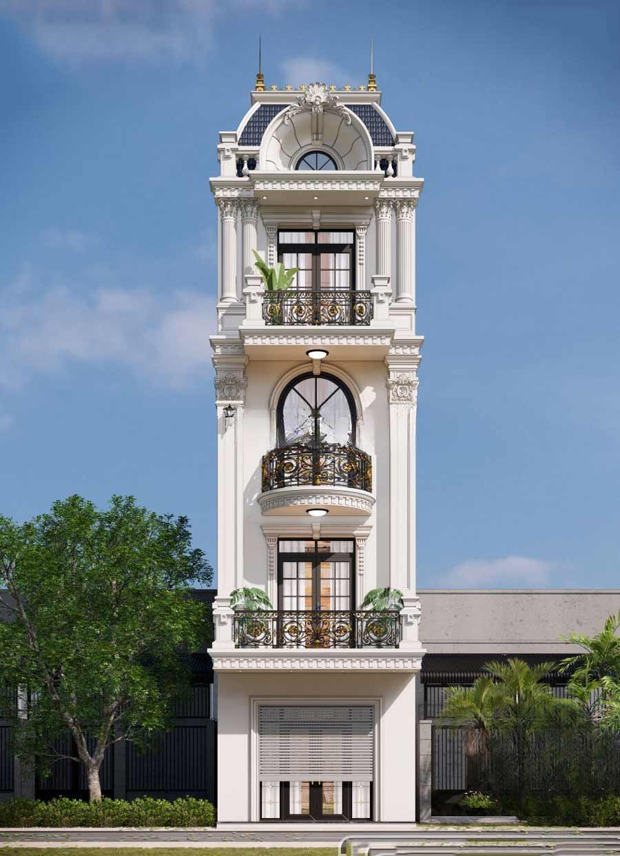 Mẫu nhà phố tân cổ điển 4 tầng