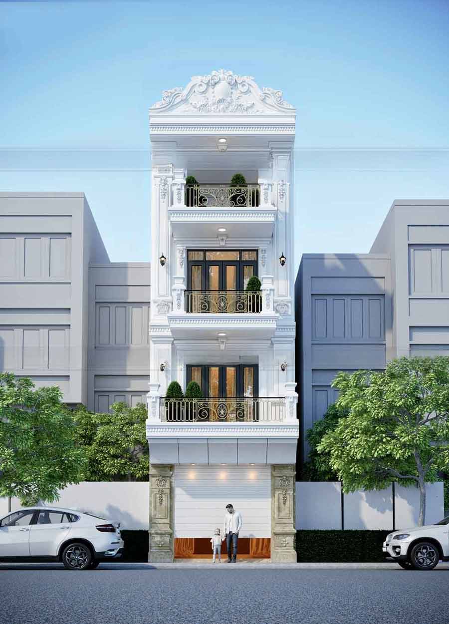 Mẫu nhà phố tân cổ điển 4 tầng