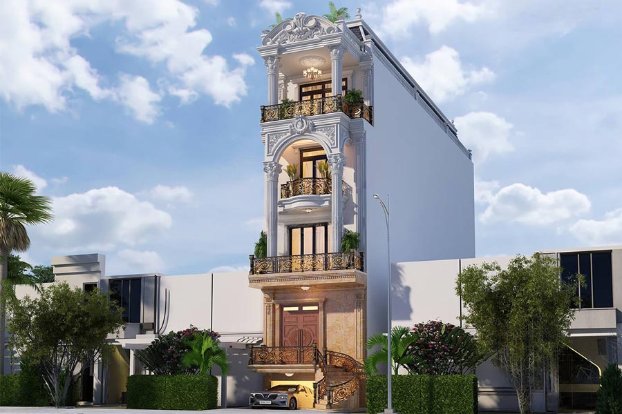 Mẫu nhà phố tân cổ điển 5 tầng