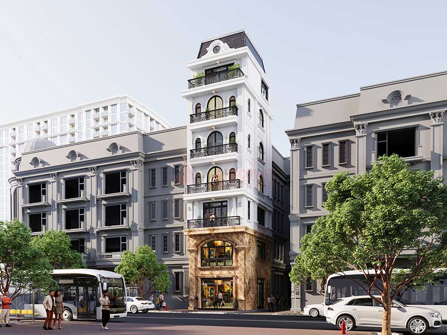 Mẫu nhà phố tân cổ điển 6 tầng
