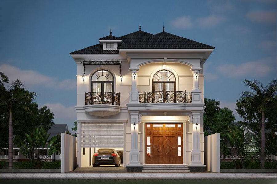 Mẫu thiết kế nhà phố tân cổ điển có gara