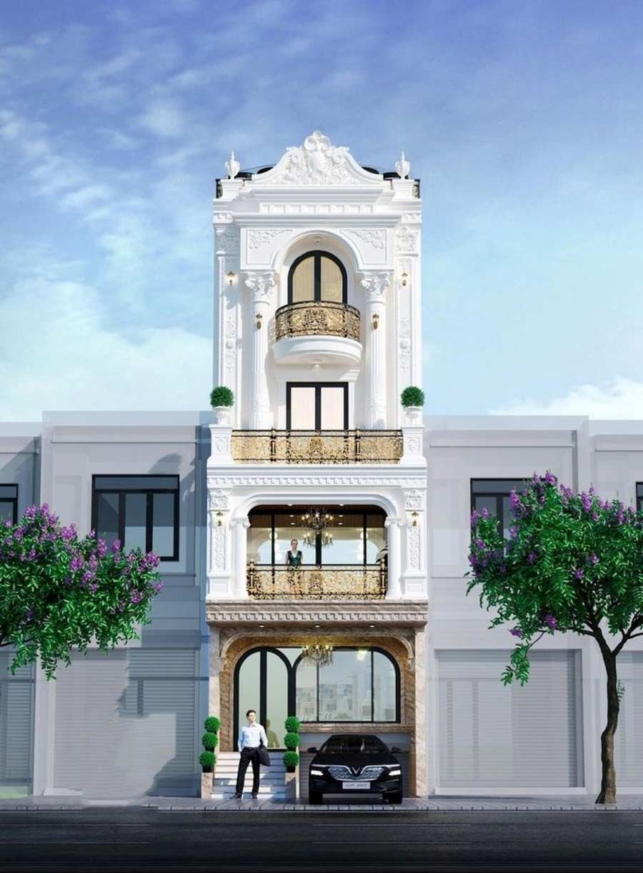 Mẫu thiết kế nhà phố tân cổ điển có gara