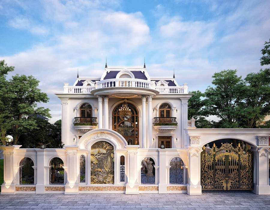 Mẫu thiết kế nhà phố tân cổ điển mái Mansard