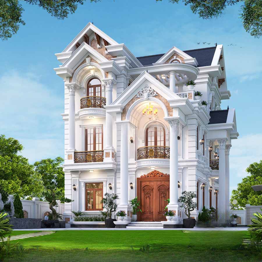 Mẫu thiết kế nhà phố tân cổ điển mái Thái