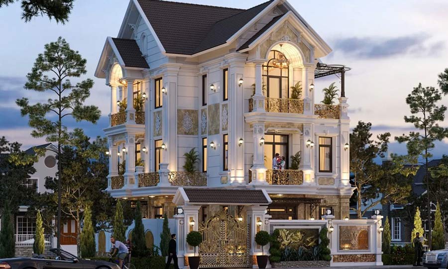 Mẫu thiết kế nhà phố tân cổ điển mái Thái