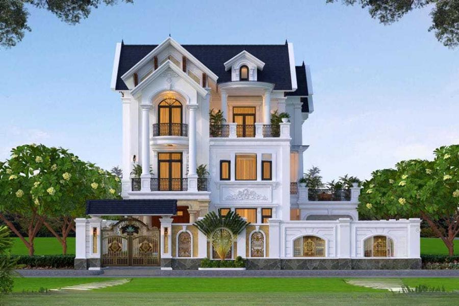 Mẫu thiết kế nhà phố tân cổ điển mái Thái