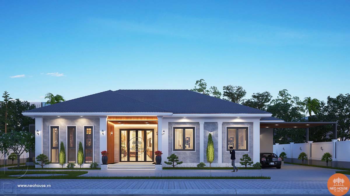 Phối cảnh biệt thự sân vườn 1 tầng 15x13m. Hình ảnh 1
