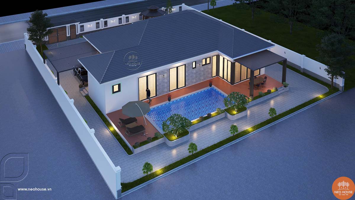 Phối cảnh biệt thự sân vườn 1 tầng 15x13m. Hình ảnh 5