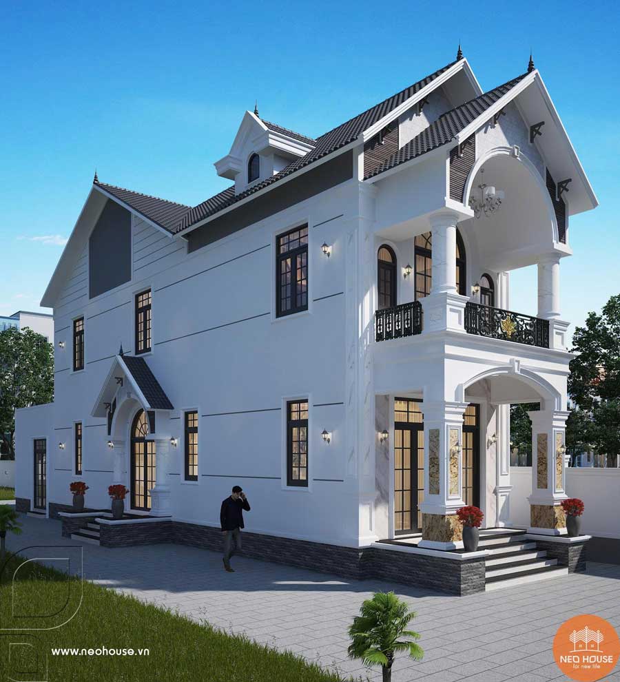 Phối cảnh nhà phố 2 tầng 5x17m tân cổ điển. Hình ảnh 2