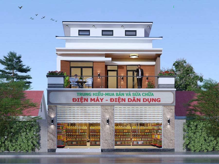 Thiết kế mặt tiền nhà đẹp, nổi bật kết hợp kinh doanh