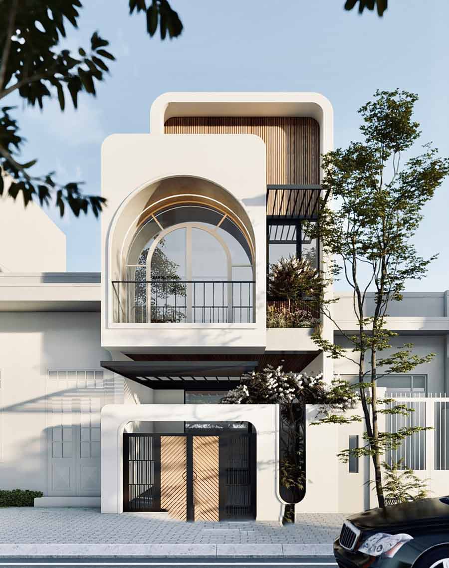 Mẫu thiết kế nhà 5x10m 2 tầng 3 phòng ngủ có gác lửng